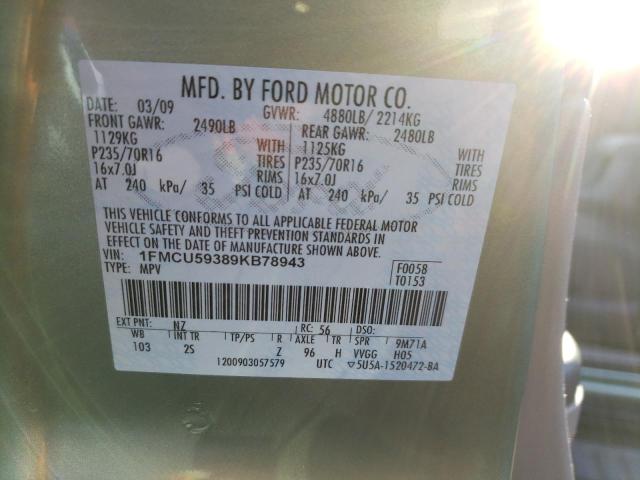 1FMCU59389KB78943 - 2009 FORD ESCAPE HYBRID GREEN photo 13