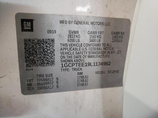 1GCPTEE19L1134962 - 2020 CHEVROLET COLORADO ZR2 WHITE photo 13