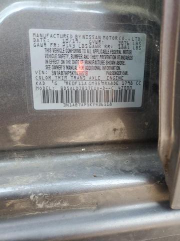 3N1AB7AP5KY436518 - 2019 NISSAN SENTRA S GRAY photo 12