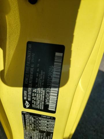 WMWRC33433TC39284 - 2003 MINI COOPER YELLOW photo 12