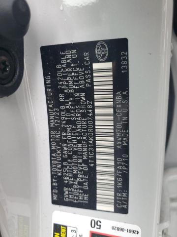 4T1C31AK0RU074482 - 2024 TOYOTA CAMRY LE WHITE photo 12