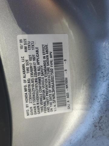 5FNRL3H96AB027502 - 2010 HONDA ODYSSEY TOURING SILVER photo 13