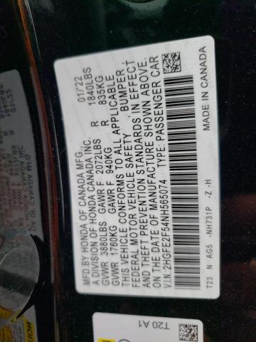 2HGFE2F54NH565074 - 2022 HONDA CIVIC SPORT Qara foto 12