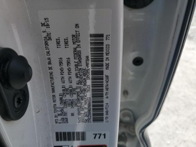 3TMCZ5AN0GM006933 - 2016 TOYOTA TACOMA DOUBLE CAB WHITE photo 12