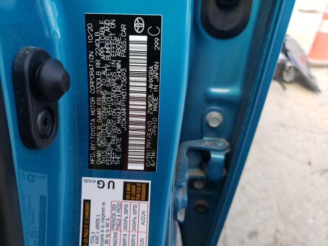 JTDKAMFP1M3173693 - 2021 TOYOTA PRIUS PRIM LE BLUE photo 13