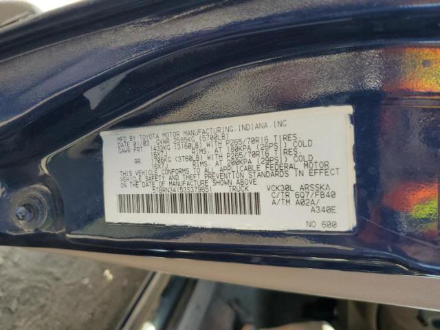 5TBRN34153S379651 - 2003 TOYOTA TUNDRA ACCESS CAB SR5 BLUE photo 12