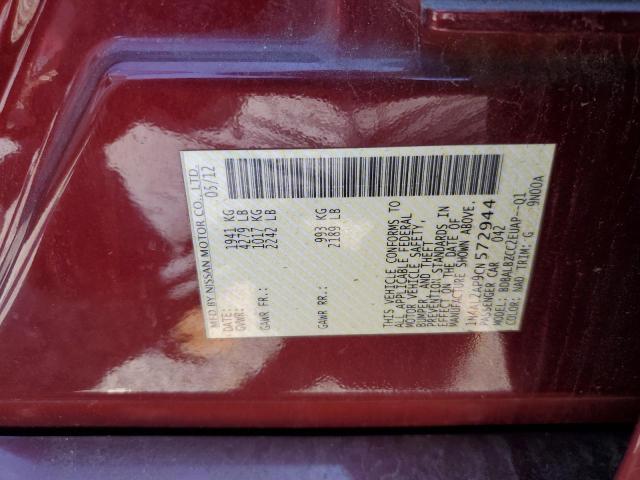 1N4AL2AP9CN572944 - 2012 NISSAN ALTIMA BASE BURGUNDY photo 13