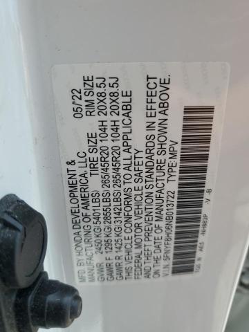 5FNYF8H06NB013722 - 2022 HONDA PASSPORT ELITE WHITE photo 14