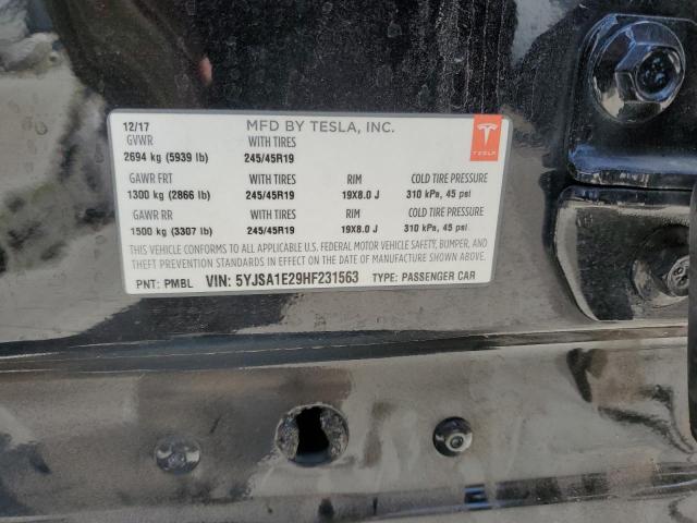 5YJSA1E29HF231563 - 2017 TESLA MODEL S 黑色 照片 13