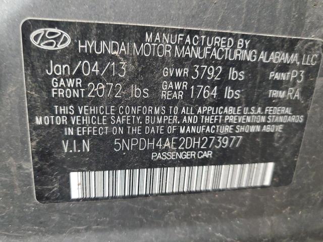 5NPDH4AE2DH273977 - 2013 HYUNDAI ELANTRA GLS GRAY photo 12