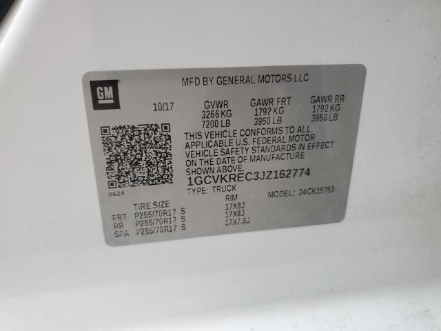 1GCVKREC3JZ162774 - 2018 CHEVROLET SILVERADO K1500 LT Ağ foto 12