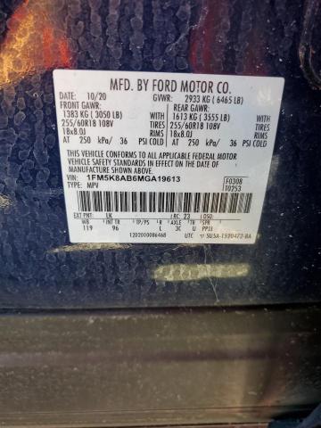 1FM5K8AB6MGA19613 - 2021 FORD EXPLORER POLICE INTERCEPTOR 蓝色 照片 13