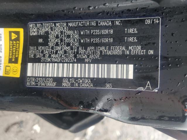 2T2BK1BA0FC282374 - 2015 LEXUS RX 350 BASE BLACK photo 13