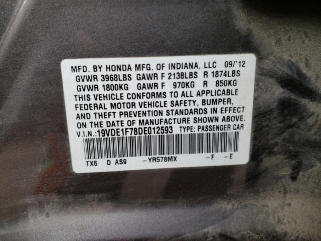 19VDE1F78DE012593 - 2013 ACURA ILX 20 TECH GRAY photo 12