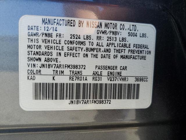 JN1BV7AR1FM398372 - 2015 INFINITI Q50 BASE GRAY photo 12