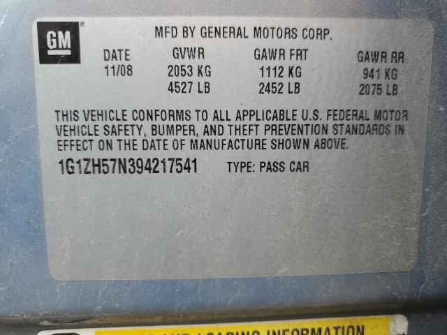 1G1ZH57N394217541 - 2009 CHEVROLET MALIBU 1LT 蓝色 照片 12