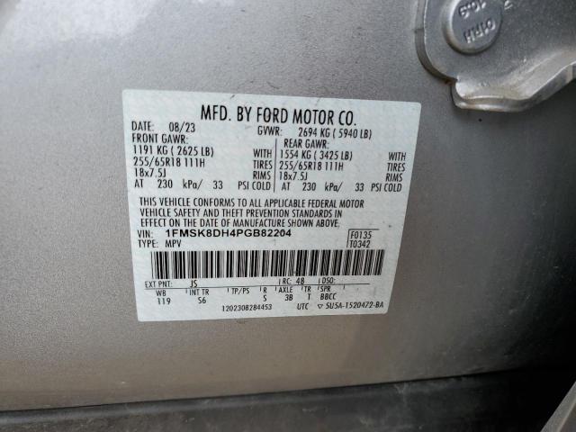 1FMSK8DH4PGB82204 - 2023 FORD EXPLORER XLT Srebrny zdjęcie 13