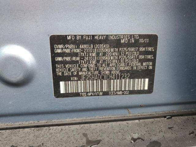 JF2SHADCXCH411232 - 2012 SUBARU FORESTER 2.5X PREMIUM BLUE photo 14