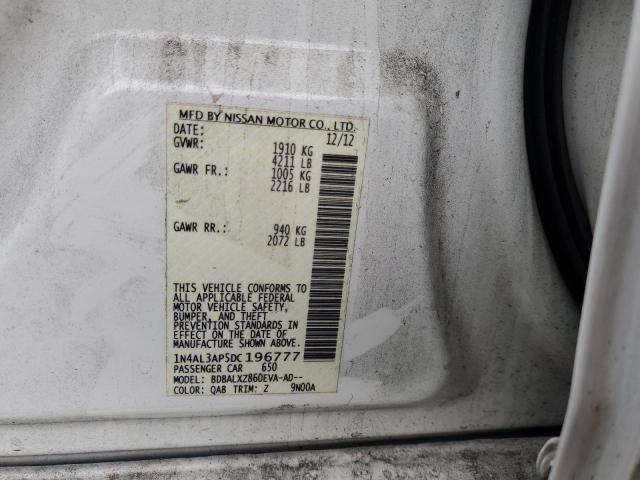 1N4AL3AP5DC196777 - 2013 NISSAN ALTIMA 2.5 WHITE photo 12