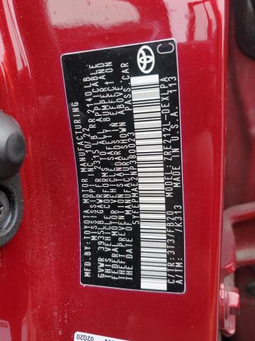 5YFEPMAE2NP380023 - 2022 TOYOTA COROLLA LE RED photo 12