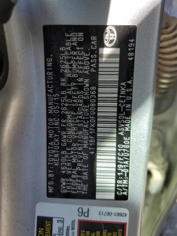 4T1BF1FK0FU080368 - 2015 TOYOTA CAMRY LE SILVER photo 12