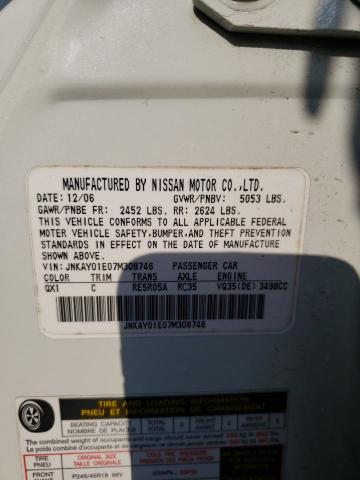 JNKAY01E07M308746 - 2007 INFINITI M35 BASE WHITE photo 12