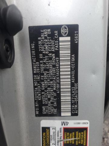 4T1BF3EK1AU048549 - 2010 TOYOTA CAMRY BASE SILVER photo 12