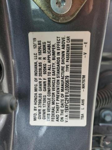 19XFC2F81LE005679 - 2020 HONDA CIVIC SPORT 灰色 照片 12