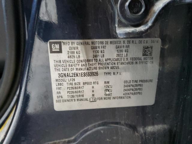 3GNAL2EK1ES663926 - 2014 CHEVROLET CAPTIVA LS გრაფიტი ფოტო 12