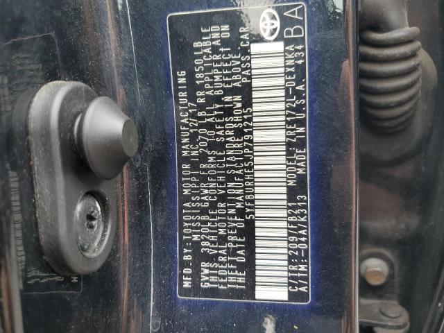 5YFBURHE5JP791215 - 2018 TOYOTA COROLLA L BLACK photo 12