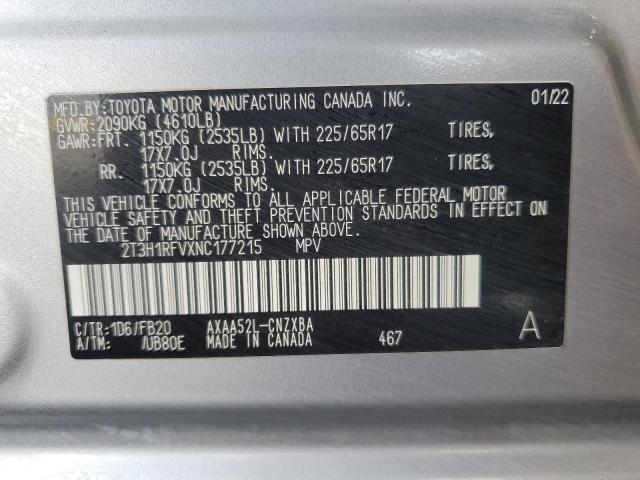 2T3H1RFVXNC177215 - 2022 TOYOTA RAV4 LE 银色 照片 13