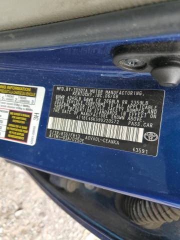 4T1BE46K59U320572 - 2009 TOYOTA CAMRY BASE BLUE photo 13