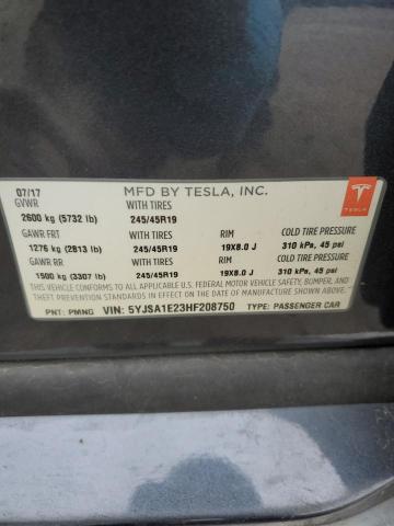 5YJSA1E23HF208750 - 2017 TESLA MODEL S Գրաֆիտ լուսանկար 12