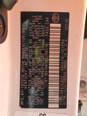 4T1B61HK5KU298314 - 2019 TOYOTA CAMRY XSE Ağ foto 13