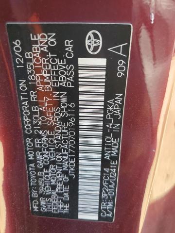 JTKDE177070196116 - 2007 TOYOTA SCION TC 栗色 照片 12