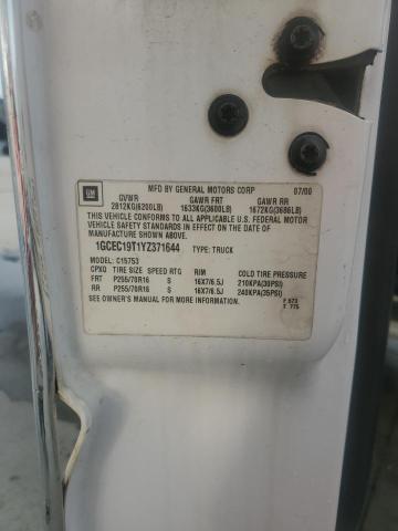 1GCEC19T1YZ371644 - 2000 CHEVROLET SILVERADO C1500 Ağ foto 12