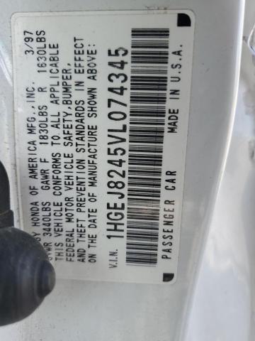 1HGEJ8245VL074345 - 1997 HONDA CIVIC EX WHITE photo 12