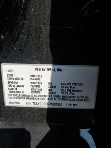 7SAYGDEE6PA031954 - 2023 TESLA MODEL Y Қара фото 12