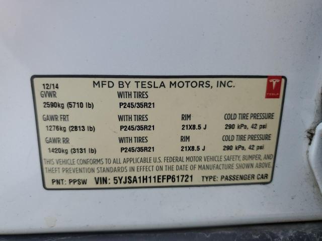 5YJSA1H11EFP61721 - 2014 TESLA MODEL S 白色 照片 12