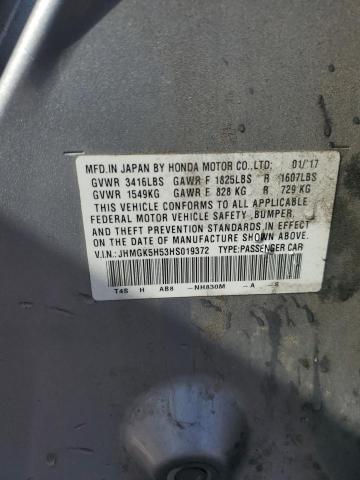 JHMGK5H53HS019372 - 2017 HONDA FIT LX SILVER photo 12