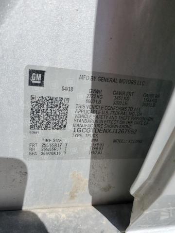 1GCGTDENXJ1267952 - 2018 CHEVROLET COLORADO Z71 SILVER photo 12