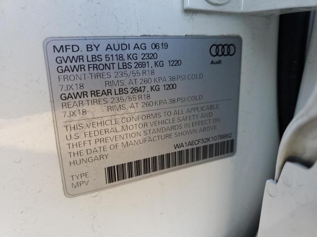 WA1AECF32K1078862 - 2019 AUDI Q3 PREMIUM WHITE photo 13