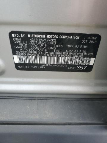 JA4AP3AU4KU008241 - 2019 MITSUBISHI OUTLANDER ES SILVER photo 12