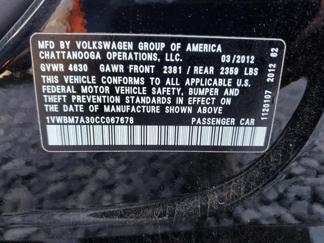 1VWBM7A30CC067678 - 2012 VOLKSWAGEN PASSAT SE Schwarz Foto 12