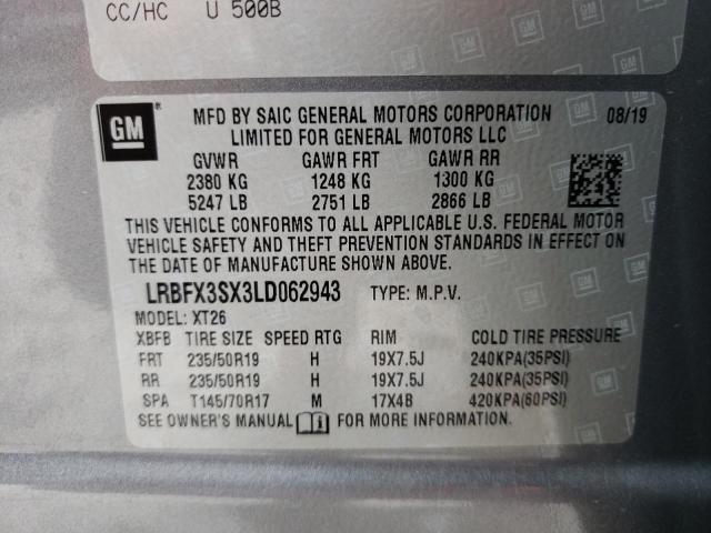 LRBFX3SX3LD062943 - 2020 BUICK ENVISION PREMIUM GRAY photo 12