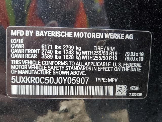 5UXKR0C50J0Y05907 - 2018 BMW X5 XDRIVE35I Қара фото 13