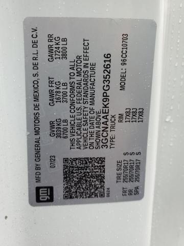 3GCNAAEK9PG352616 - 2023 CHEVROLET SILVERADO C1500 WHITE photo 13