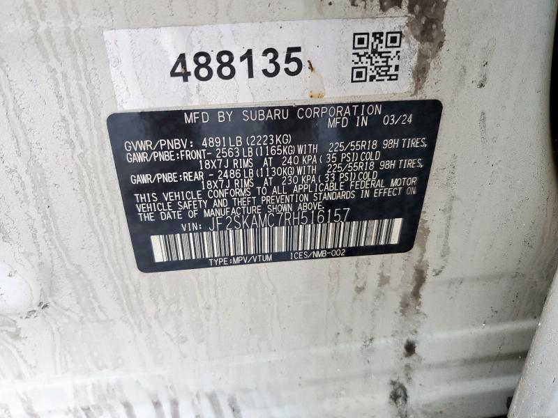 JF2SKAMC7RH516157 - 2024 SUBARU FORESTER TOURING 白色 照片 13