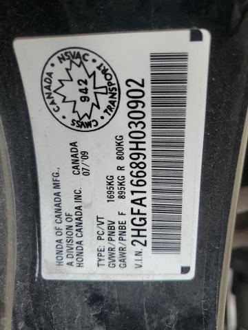 2HGFA16689H030902 - 2009 HONDA CIVIC LX-S BLACK photo 12