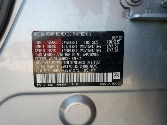 3CZRU6H5XNM761275 - 2022 HONDA HR-V EX SILVER photo 14